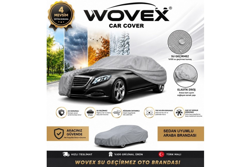 Wovex Sedan Araba Brandası Su Geçirmez Uv Korumalı Oto Branda Beden Seçenekli,Renk Gri Wovex Sedan Araba Brandası Su Geçirmez Uv Korumalı Oto Branda Beden Seçenekli,Renk Gri