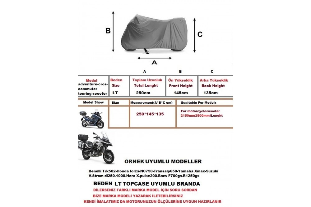 Wovex Motosiklet Brandası Topcase Arka Çanta Uyumlu Su Geçirmez Uv Korumalı Motor Branda