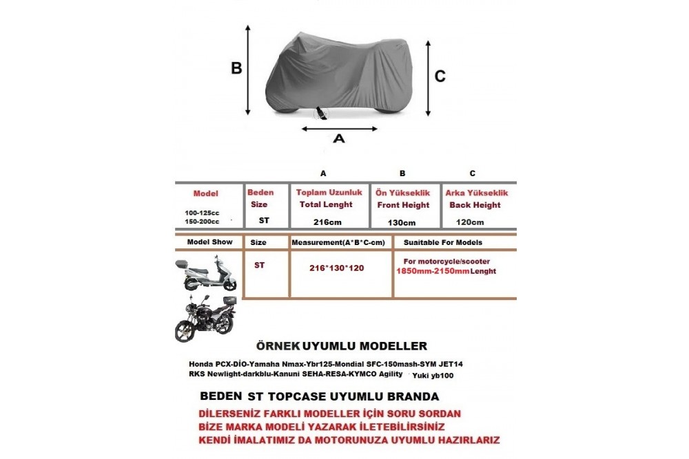 Wovex Motosiklet Brandası Topcase Arka Çanta Uyumlu Su Geçirmez Uv Korumalı Motor Branda