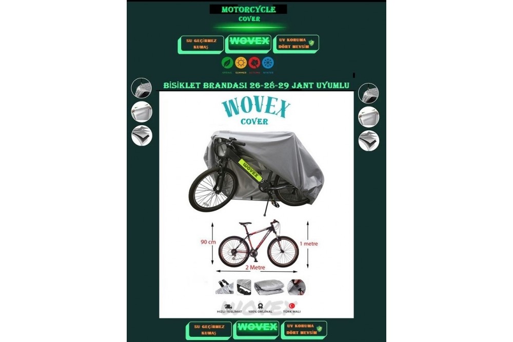Wovex Bisiklet Brandası 26-28-29-jant Uyumlu Su Geçirmez Bisiklet Branda,örtü
