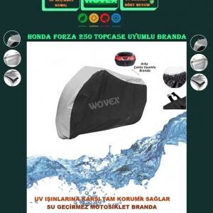 Honda Forza 250 Gri Siyah Kombinasyonlu Branda Topcase Uyumlu Motosiklet Brandası,Örtü