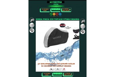 Honda Forza 250 Gri Siyah Kombinasyonlu Branda Topcase Uyumlu Motosiklet Brandası,Örtü