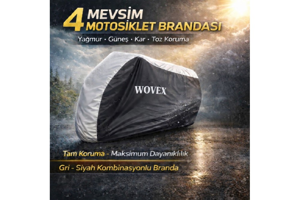 Wovex Gri Siyah Kombinasyonlu Motosiklet Brandası Topcase Arka Çanta Uyumlu Su Geçirmez Uv Korumalı Motor Branda