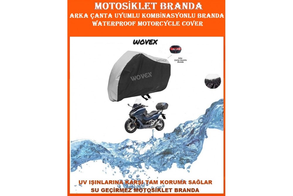 Honda Forza 250 Gri Siyah Kombinasyonlu Branda Topcase Uyumlu Motosiklet Brandası,Örtü
