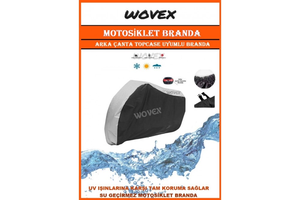 Motosiklet Brandası Su Geçirmez UV Korumalı Gri,Siyah Konbinasyonlu Branda,Örtü Beden Seçenekli