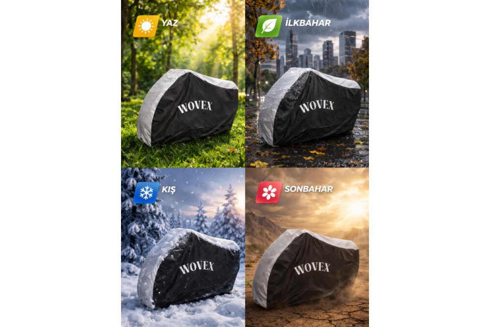 Wovex Gri Siyah Kombinasyonlu Motosiklet Brandası Topcase Arka Çanta Uyumlu Su Geçirmez Uv Korumalı Motor Branda
