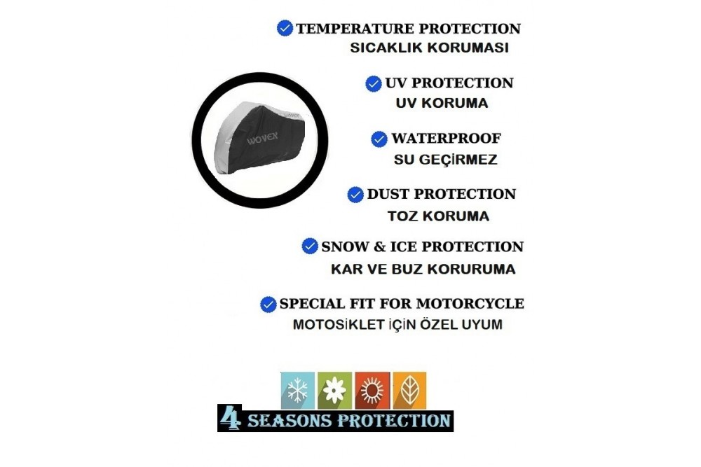Motosiklet Brandası Su Geçirmez UV Korumalı Gri,Siyah Konbinasyonlu Branda,Örtü Beden Seçenekli