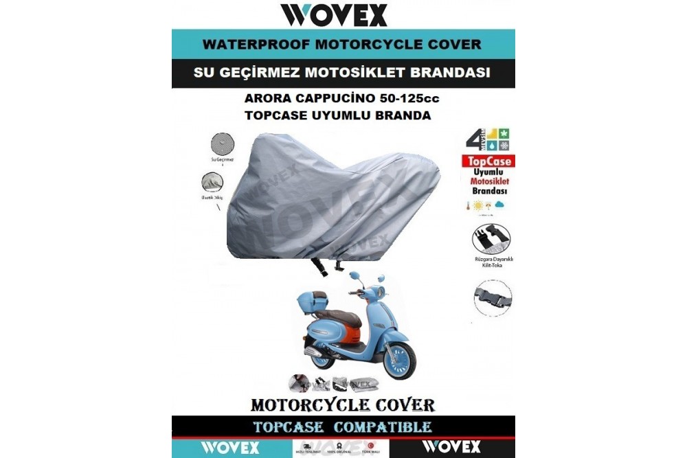 Wovex Arora Cappucino 50-125cc Model Arka Çanta Topcase Uyumlu Motosiklet Brandası Wovex Arora Cappucino 50-125cc Model Arka Çanta Topcase Uyumlu Motosiklet Brandası